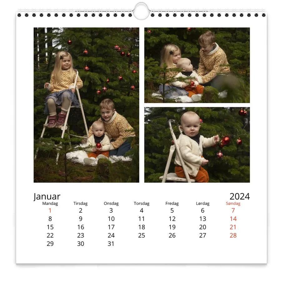 Veggkalender | Stor kvadratisk | Klassisk hvit