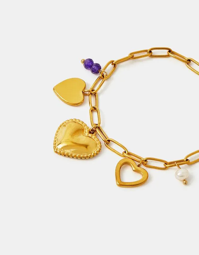 Stainless Steel Heart Charm Bracelet