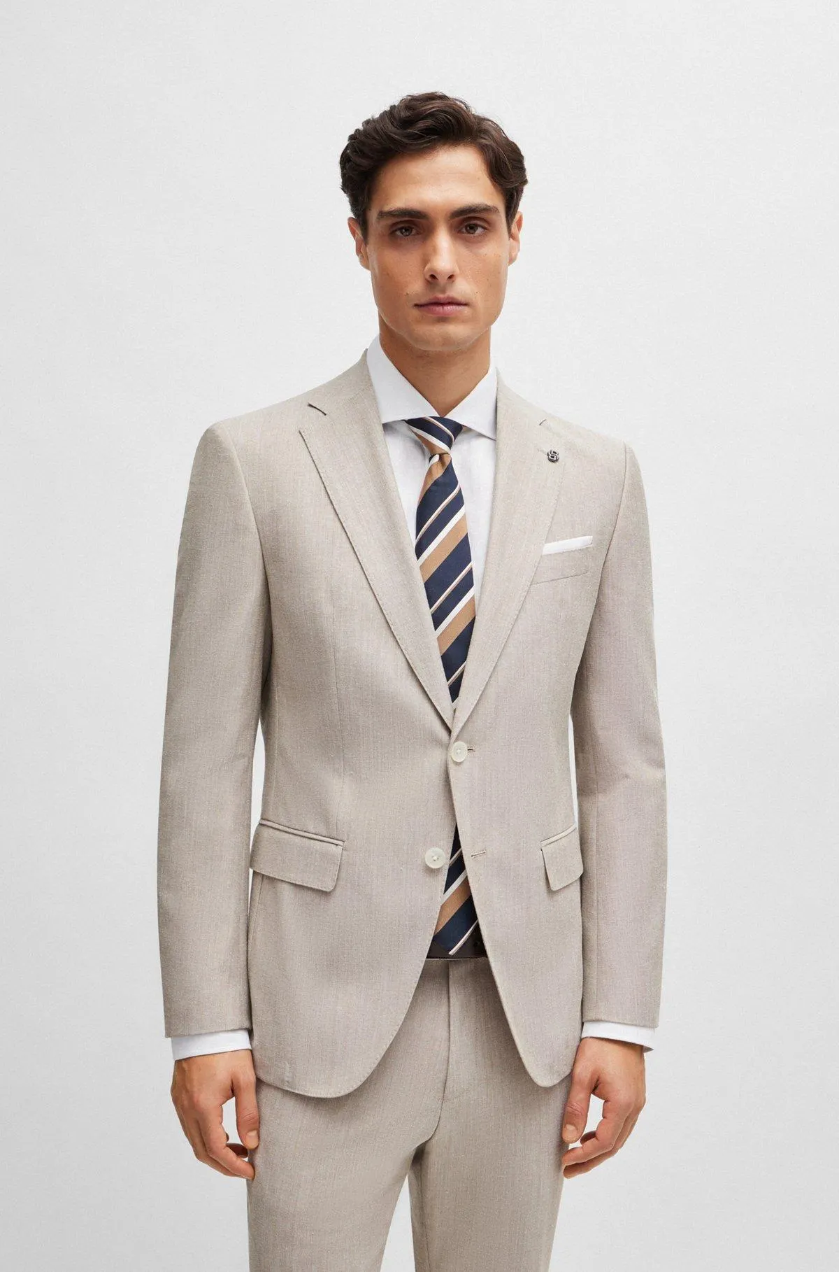 Slim-fit jacket in a micro-patterned cotton blend