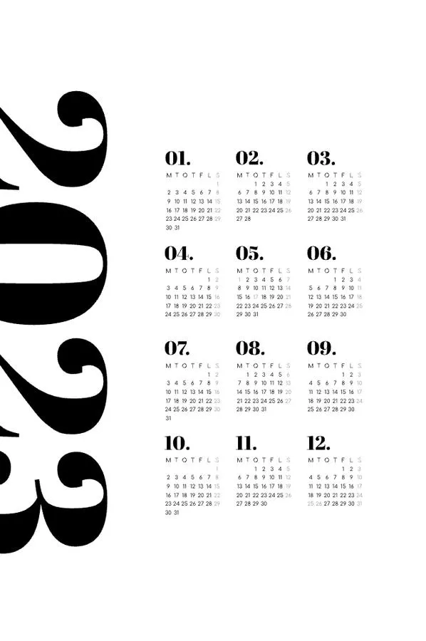 Plakatkalender | Liten (A4) | Abril hvit