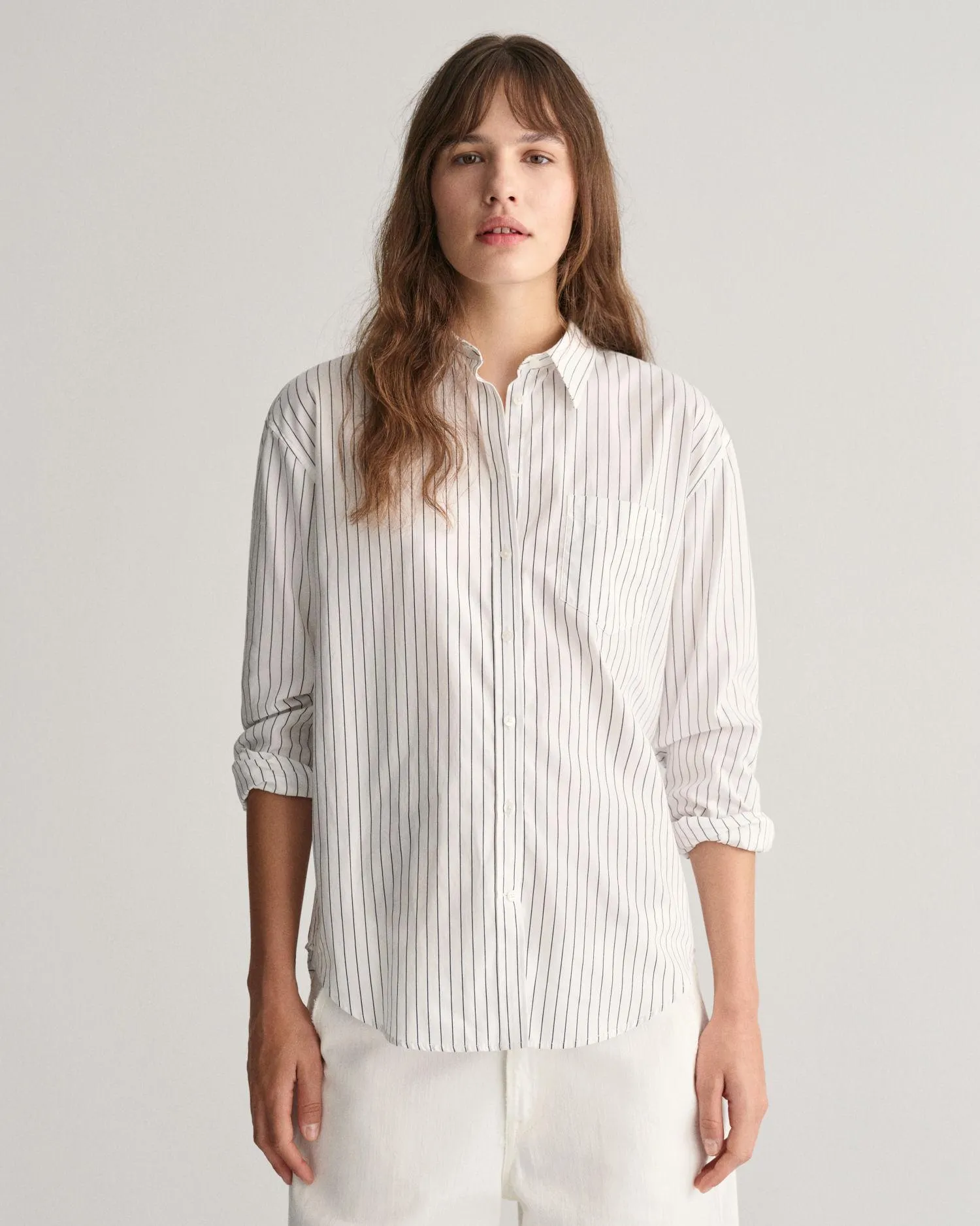 Stripete poplinskjorte i relaxed-fit