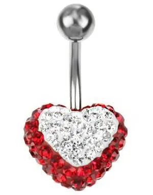 Celebrity Heart Navlepiercing - Rød/Hvit