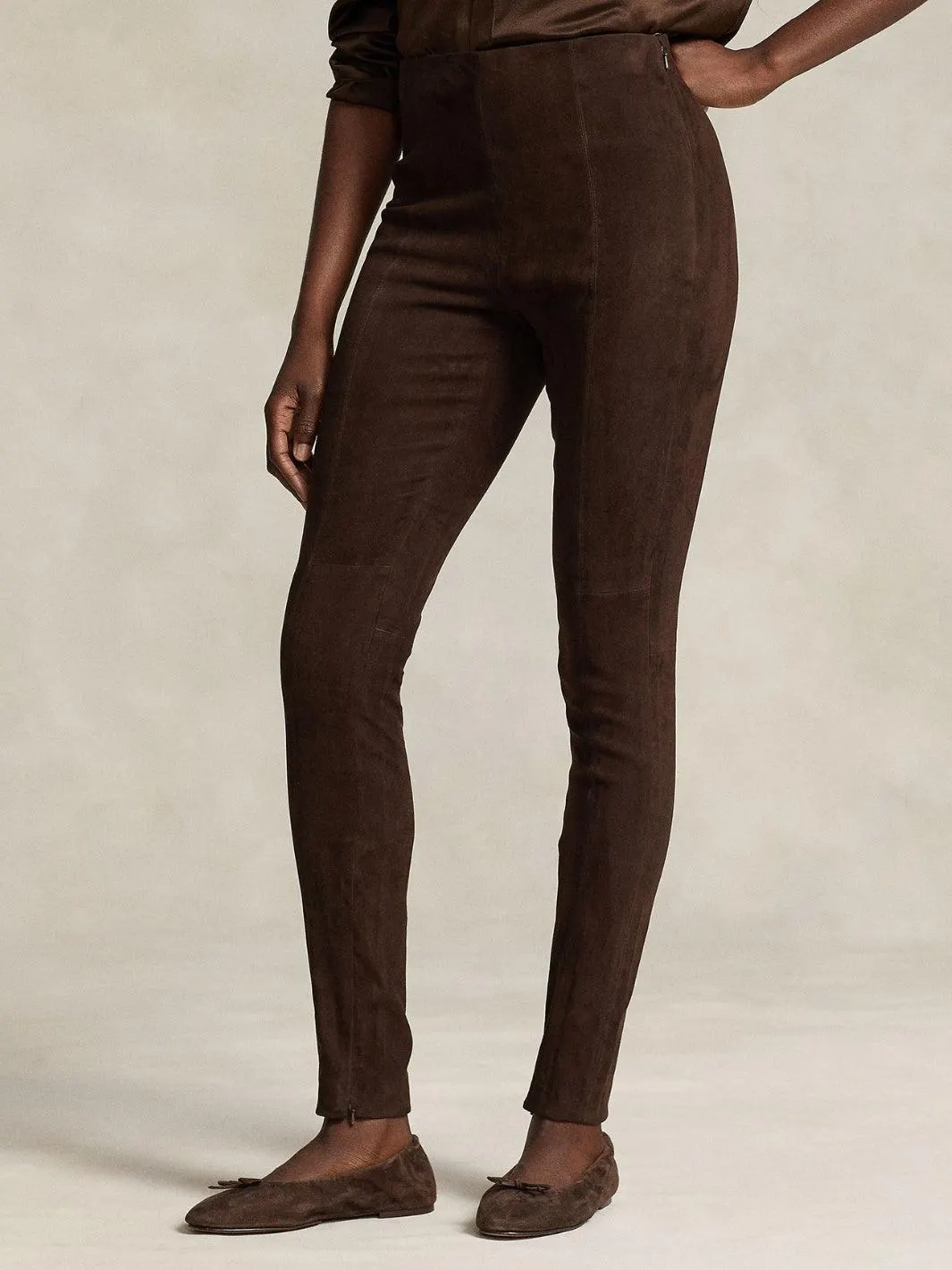 LAMBSKIN SUEDE LEGGING Brun