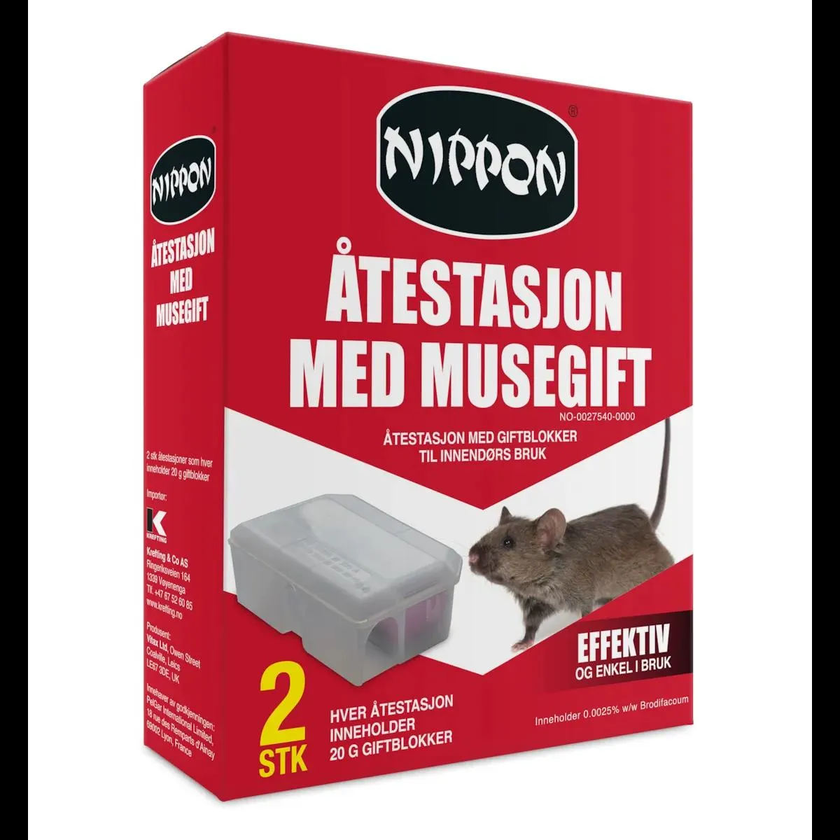 Åtestasjon med musegift 2 stk
