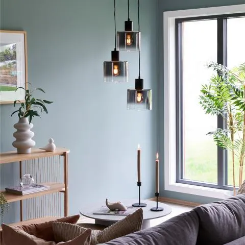 Bowl rondell hengende taklampe Røykfarget