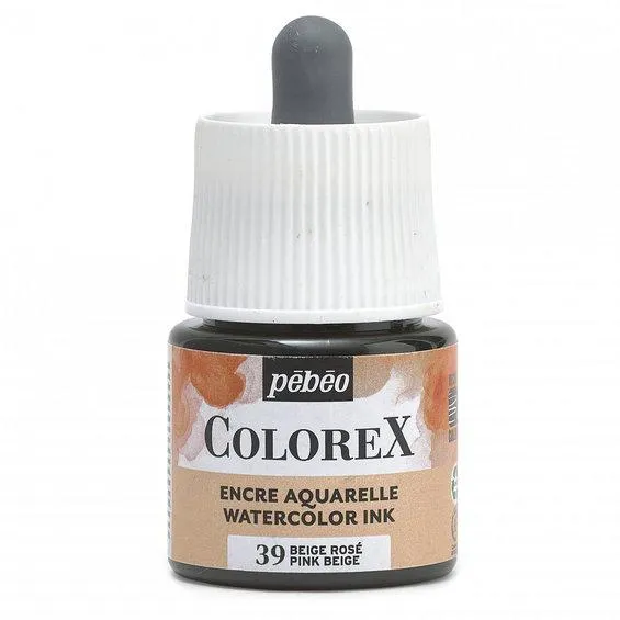 Colorex Watercolor Ink 45 ml Pink Beige – boks med akvarellblekk og pipette