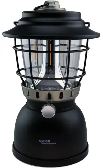 Osean Oppladbar Campinglykt Matt Svart