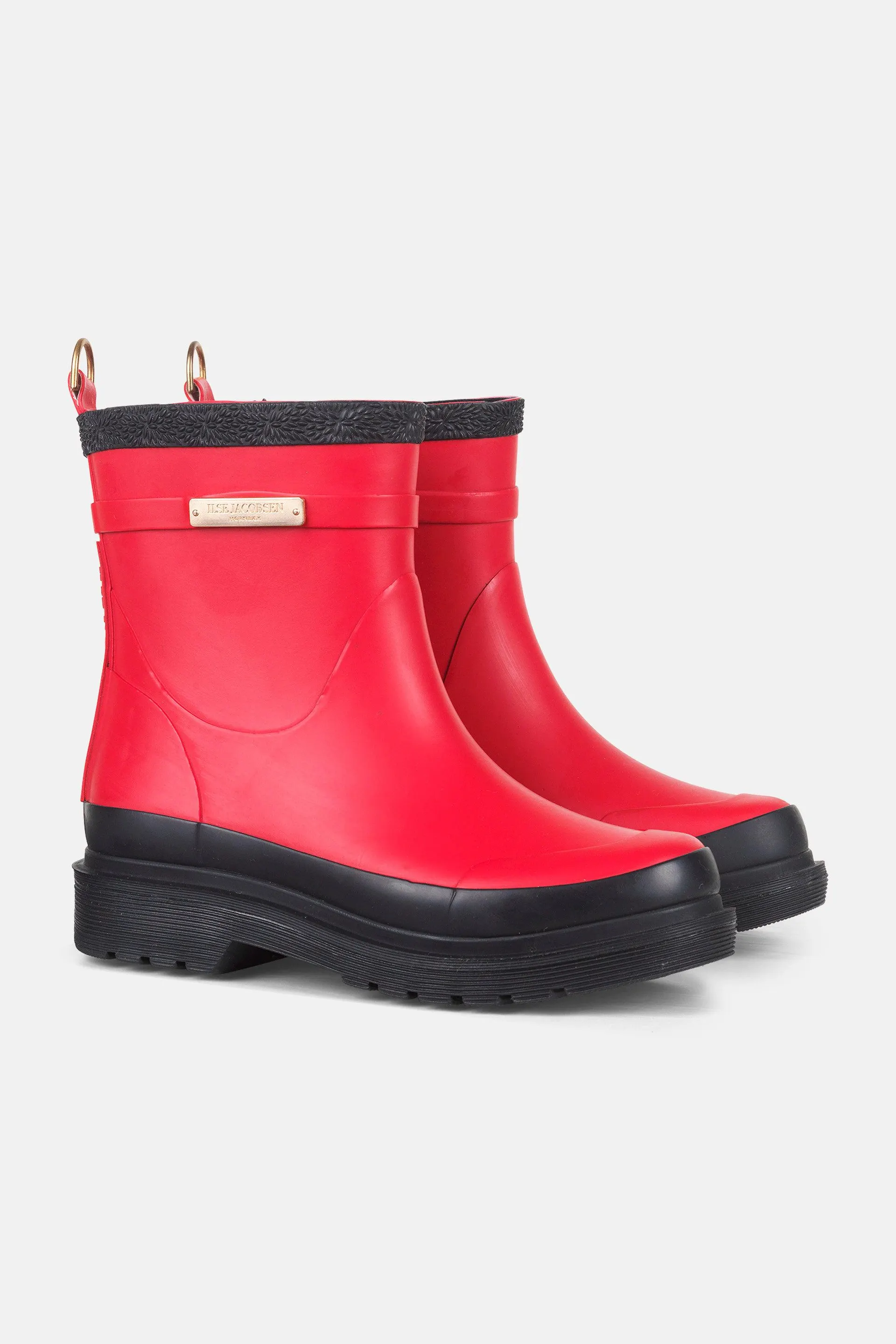 Short Rubber Boots - Deep Red