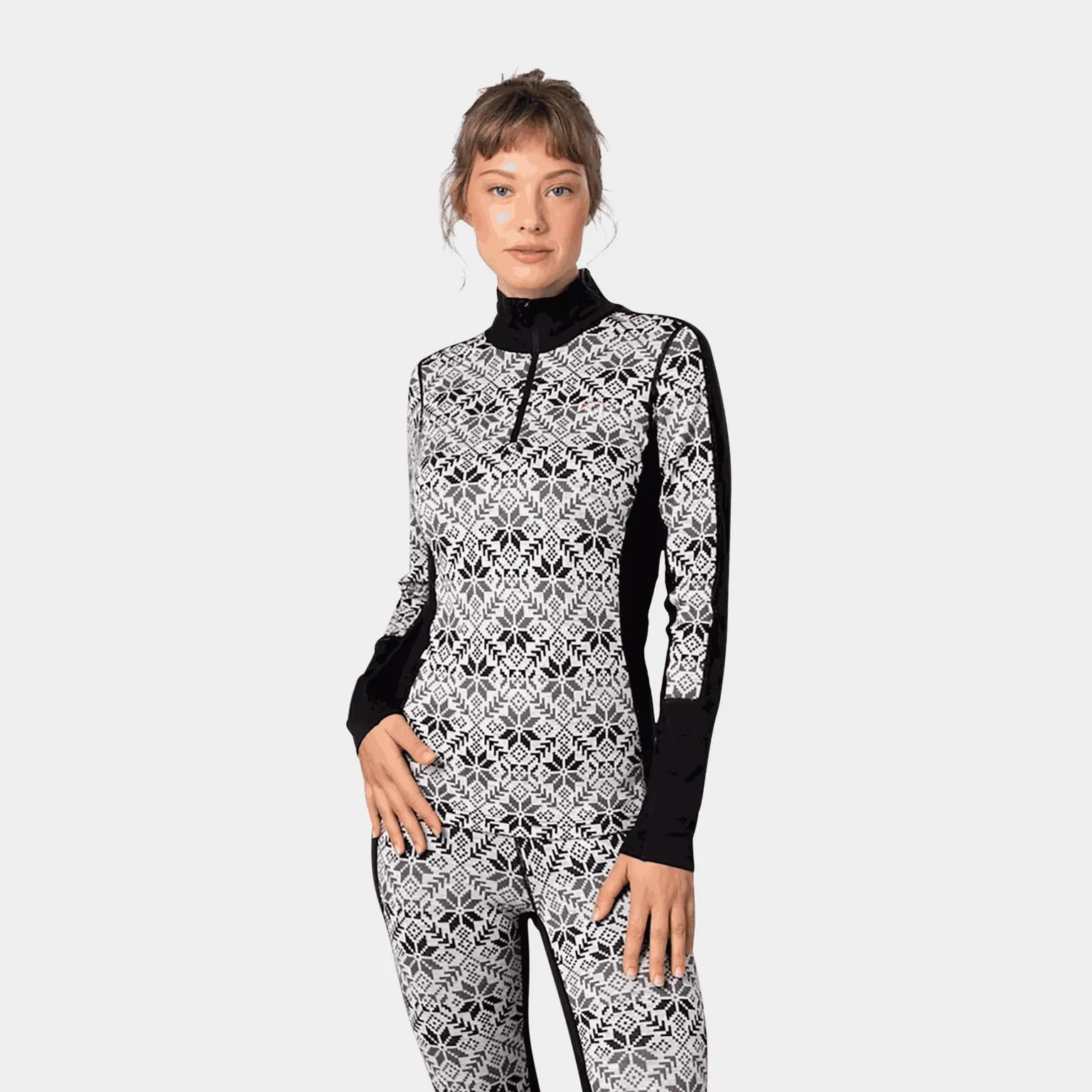 Anna Half Zip, ullgenser, dame - Svart