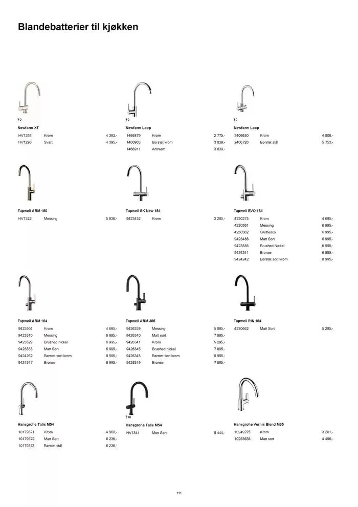 kvik kjøkken Prisliste. fra 1. januar til 31. desember 2025 - kundeavisside 711