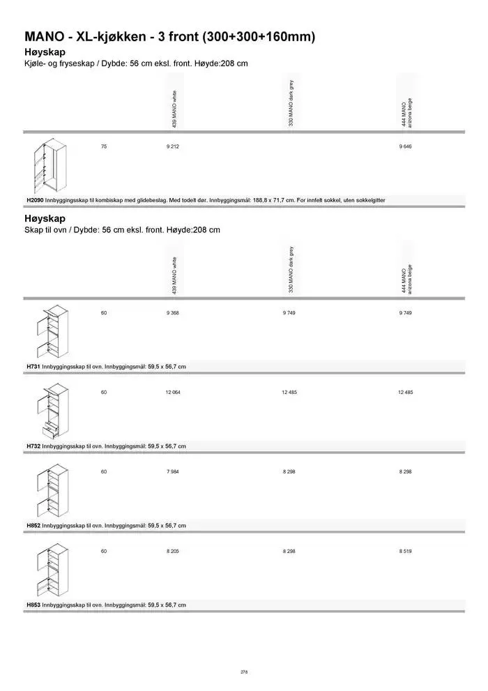 kvik kjøkken Prisliste. fra 1. januar til 31. desember 2025 - kundeavisside 278