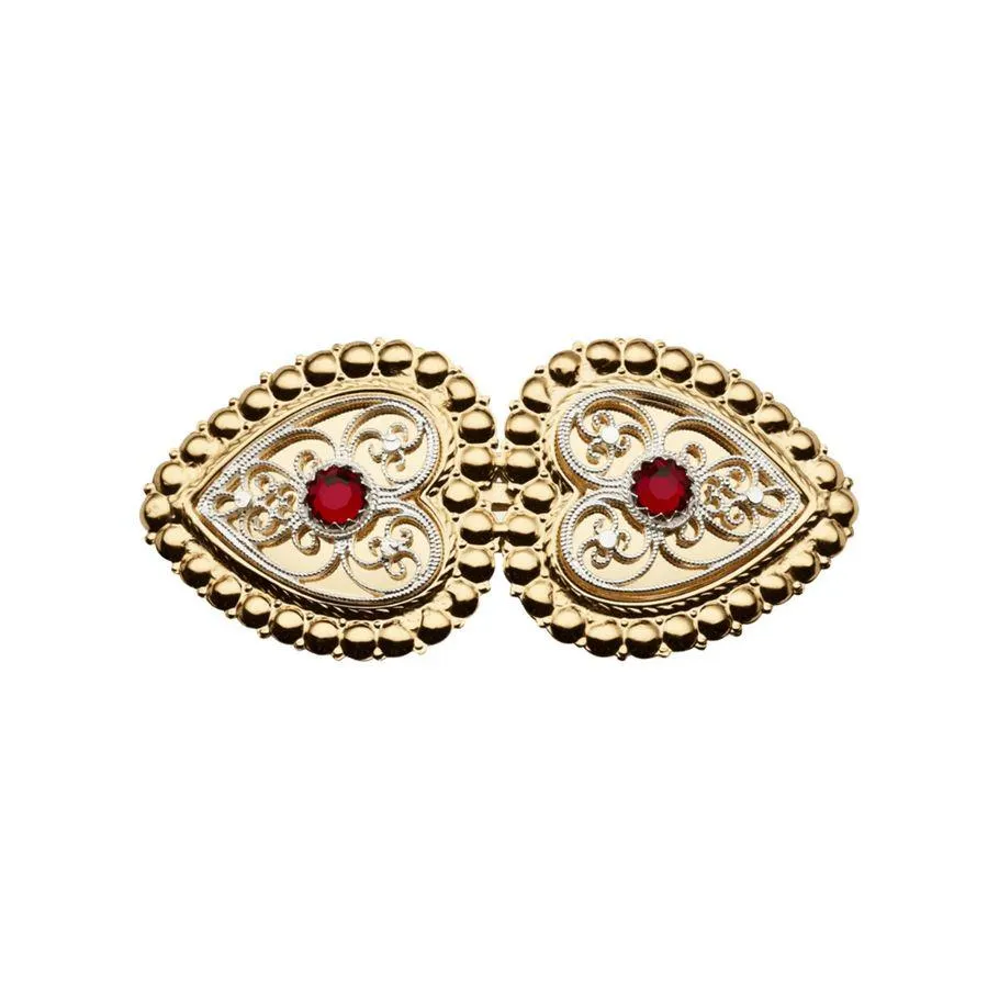 Hårspenne Rød Sten 830 Hvitt Forgylt Sølv