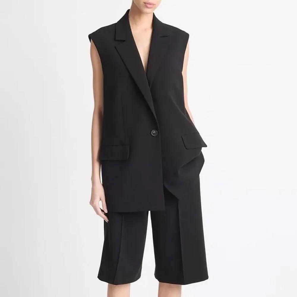 Sleevless Blazer - Black
