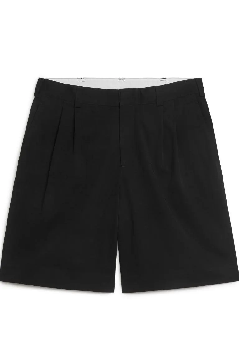 Bomullsshorts med bredt ben