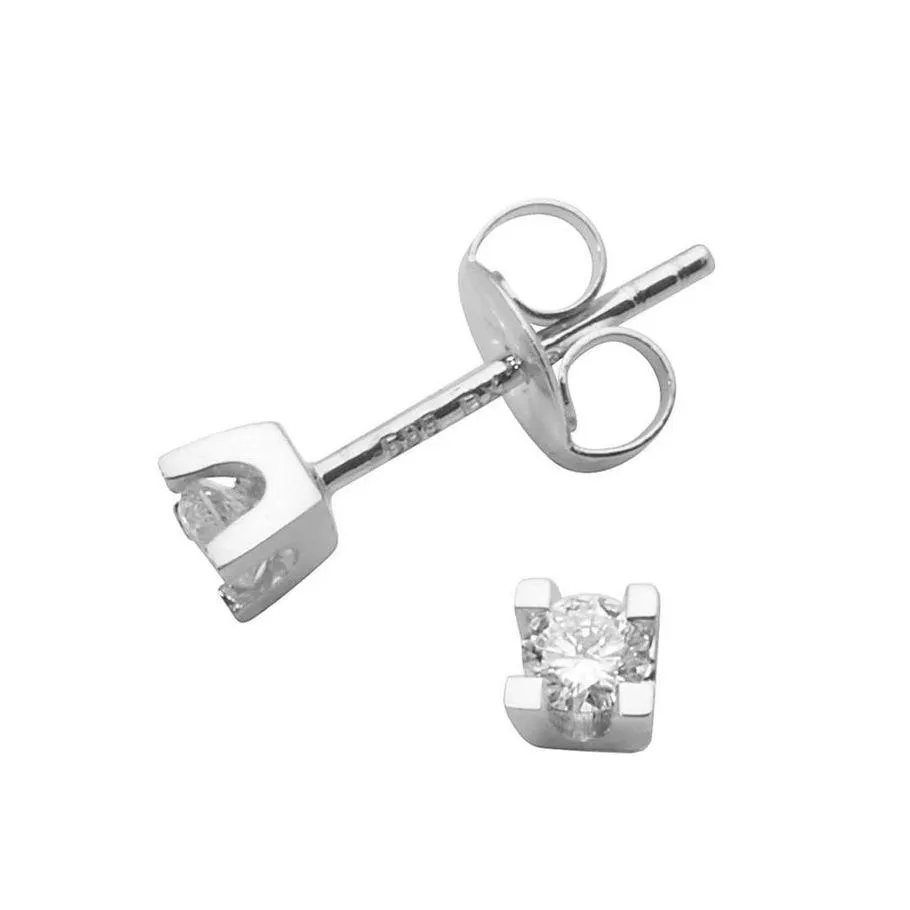 Diamantøredobber 585 Hvitt Gull 0,16 ct