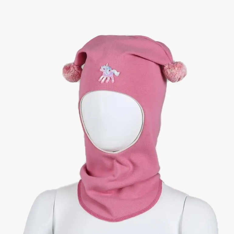 Balaclava med enhjørning, mrkerosa