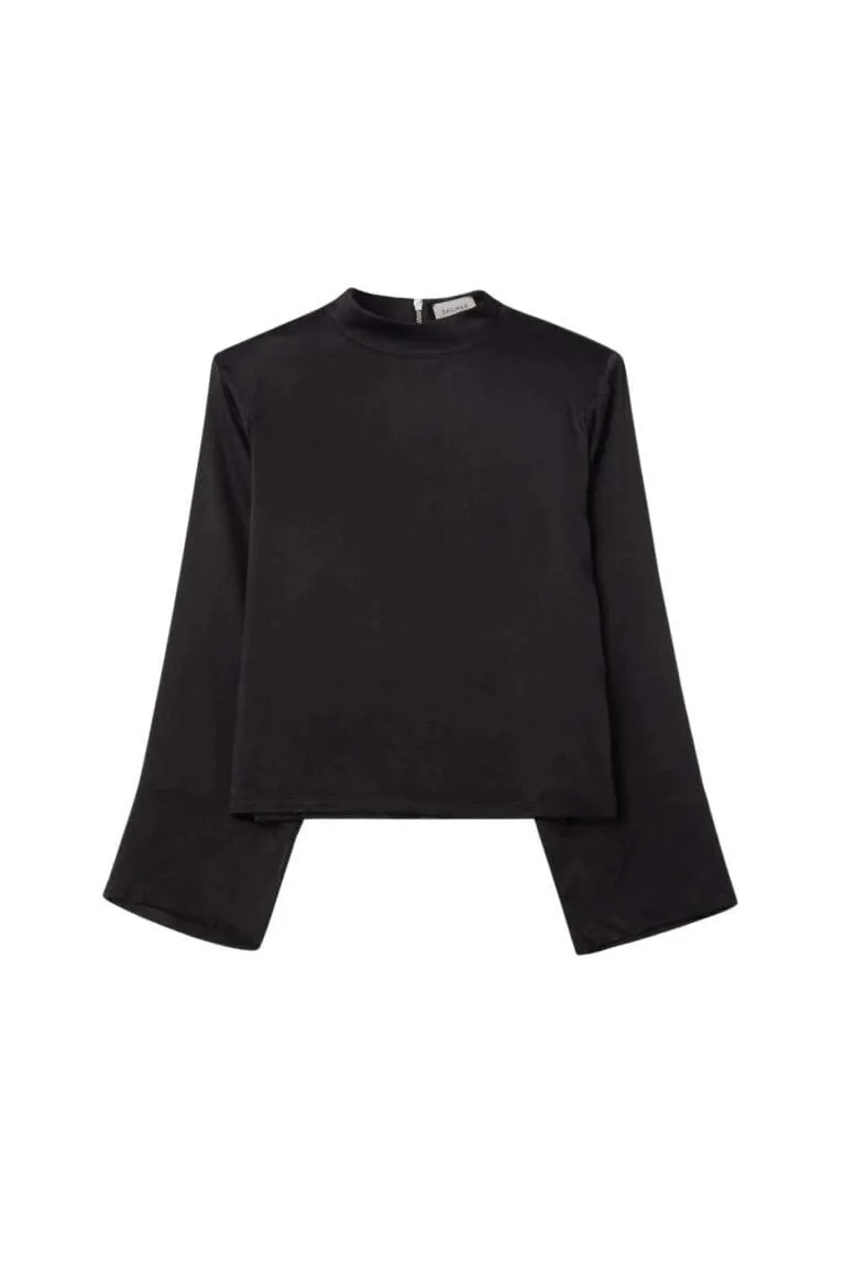 Shiny Longsleeve Top – Sort
