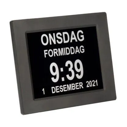 Lettleselig kalender-klokke for eldre – norsk, sort