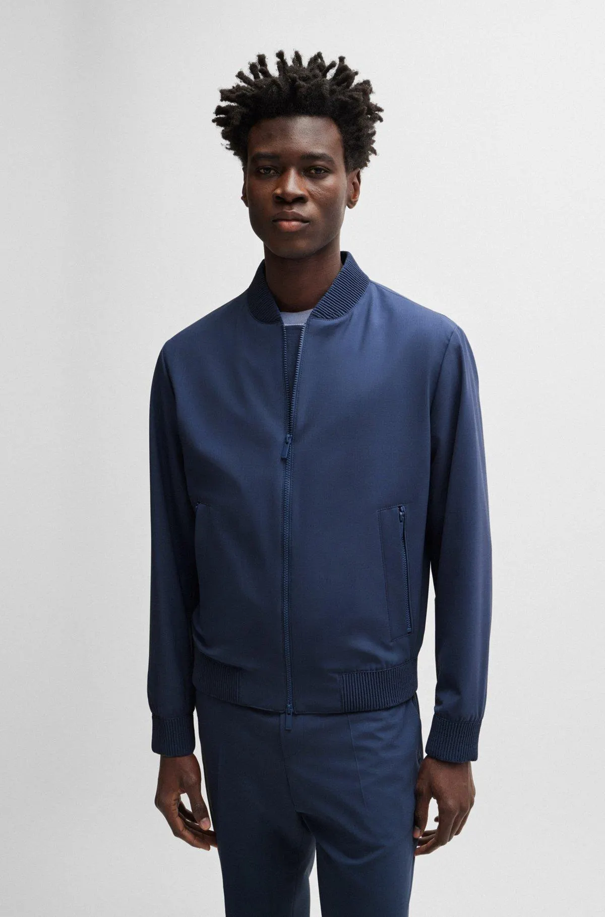 Slim-fit blouson jacket in a wool blend