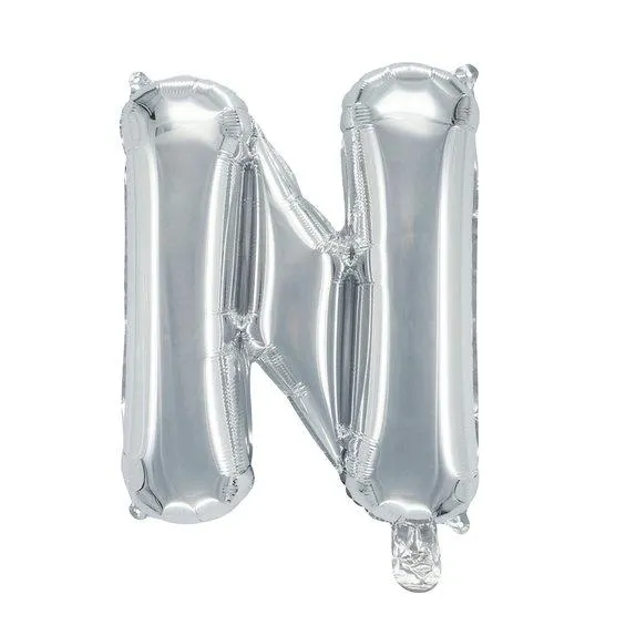Bokstavballong N sølv 32 cm