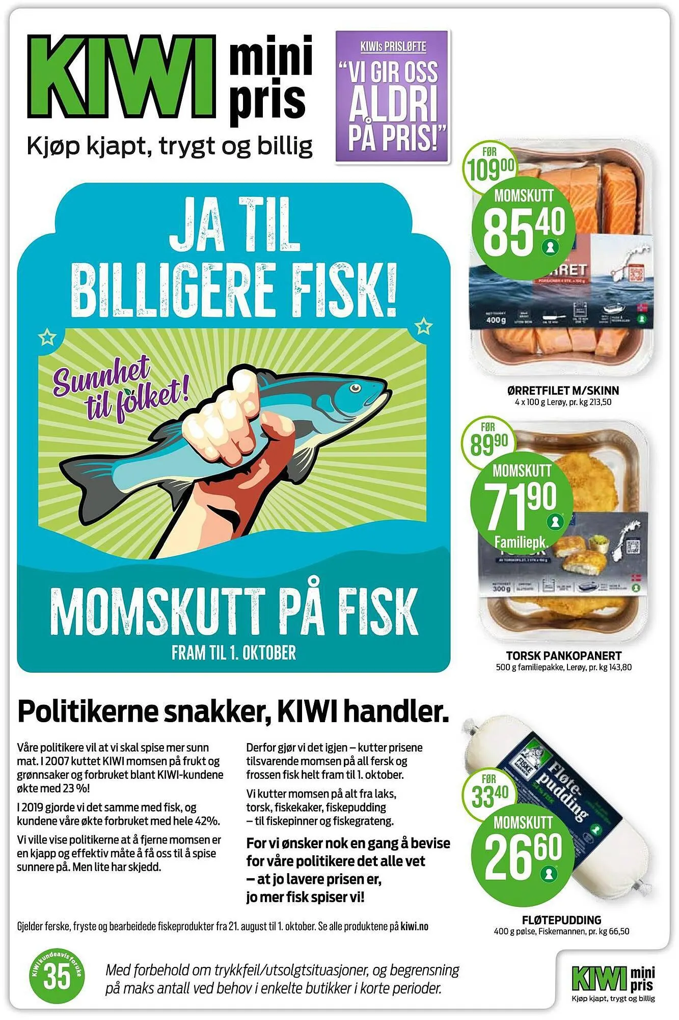 Kiwi Kundeavis fra 27. august til 3. september 2023 - kundeavisside 1