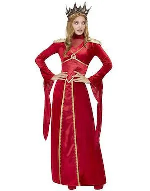 Rødt Dronningkostyme med Krone