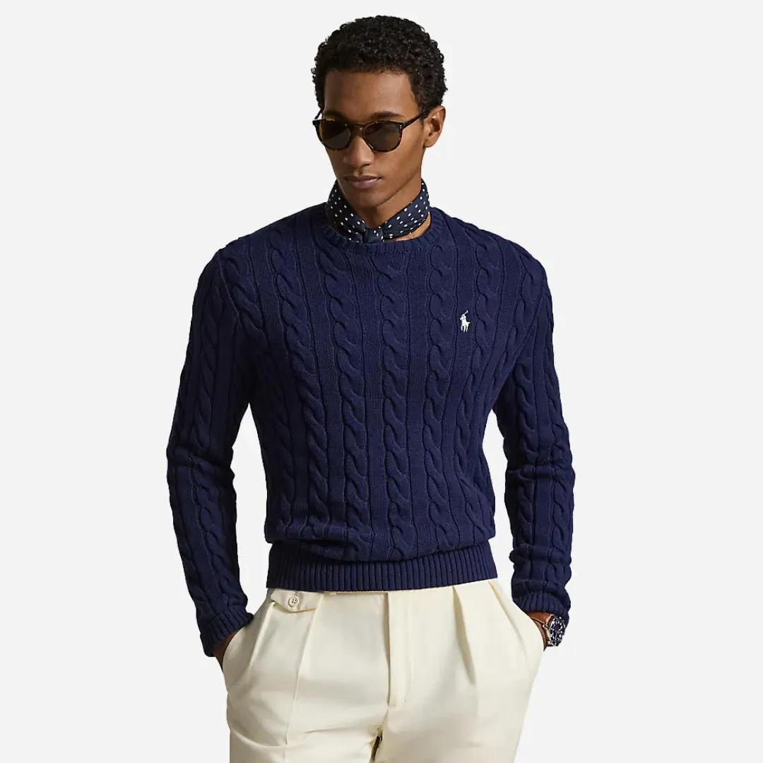 Cable-knit Cotton Sweater - Bright Navy