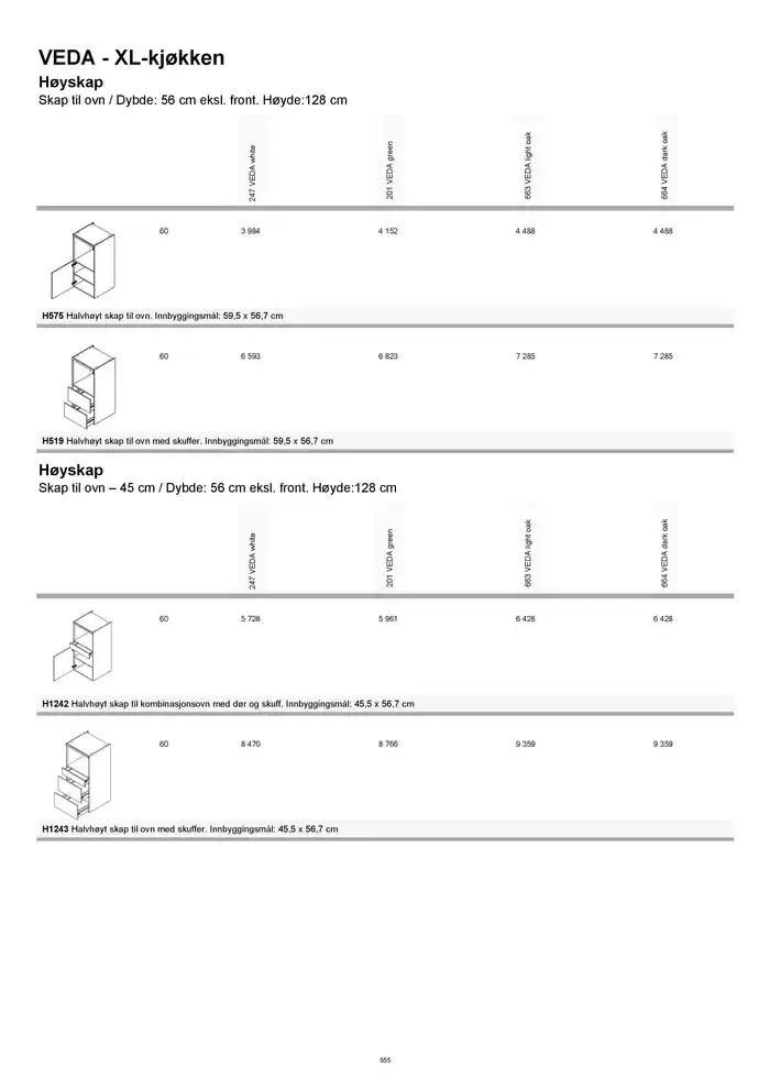 kvik kjøkken Prisliste. fra 1. januar til 31. desember 2025 - kundeavisside 555