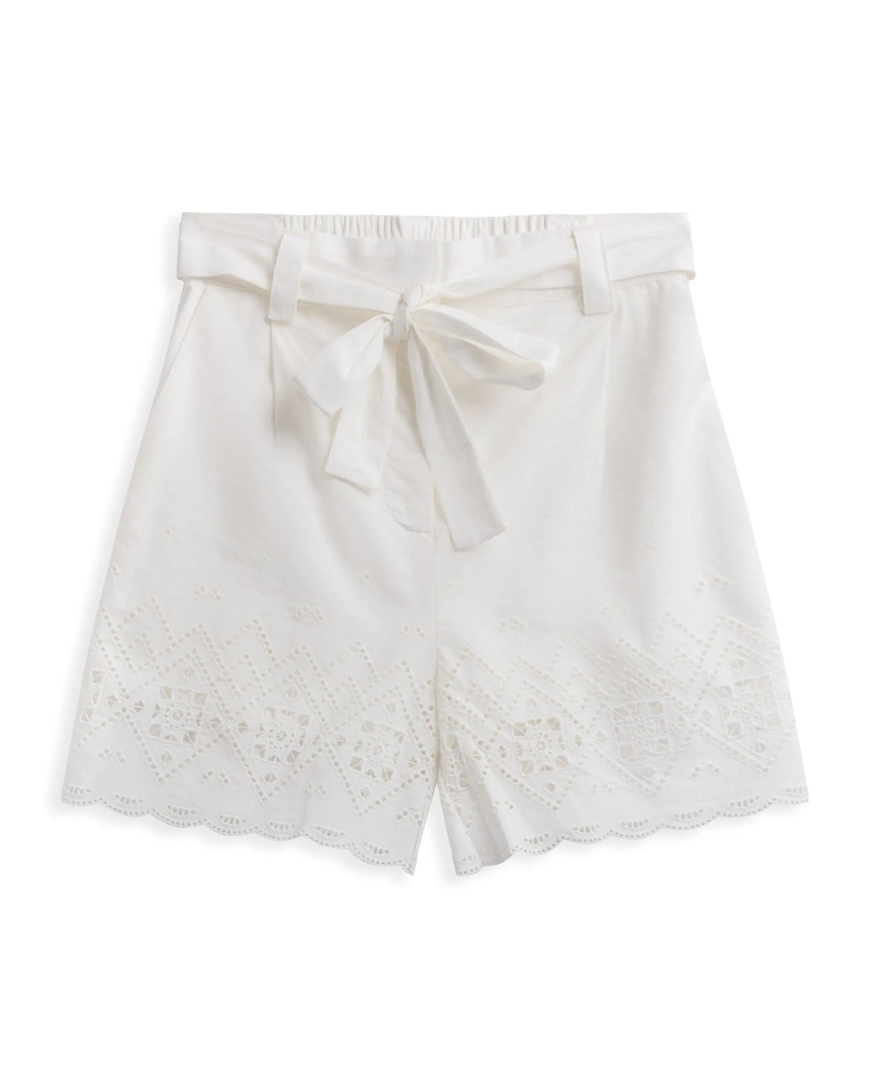 Bianca Embroidered High-Waisted Shorts – Hvit