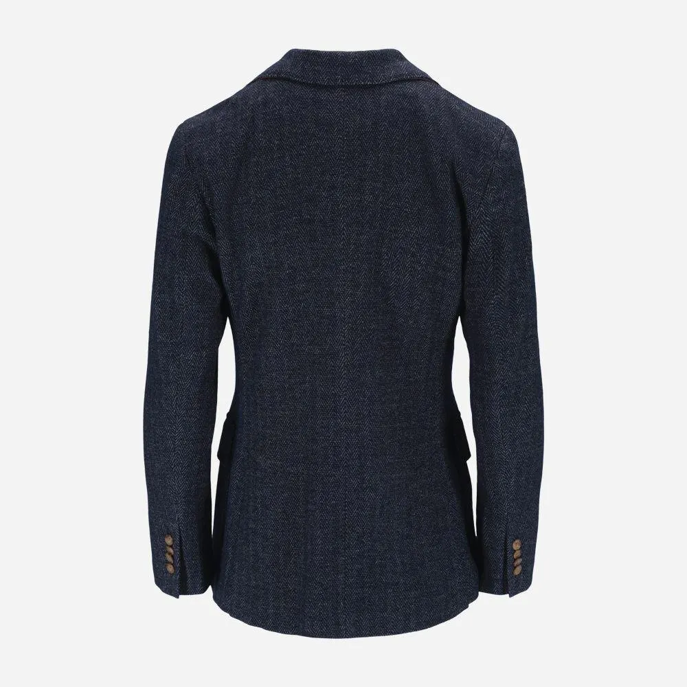 Herringbone Knit Blazer - Indigo