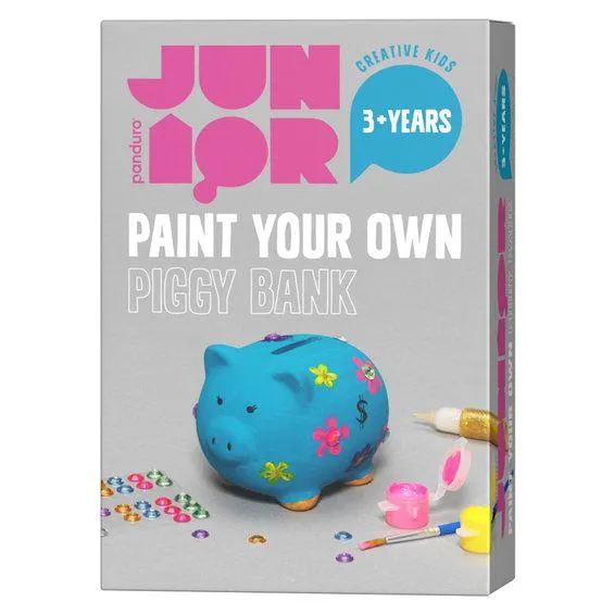 DIY-kit sparegris, mal og pynt en sparegris av gips med maling, strass og glitterlim