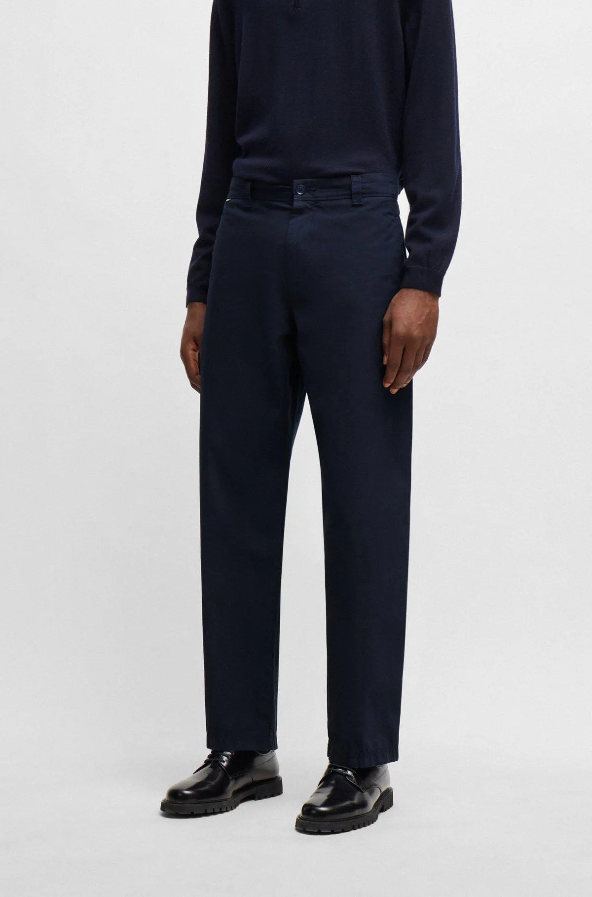 Relaxed-fit trousers in stretch-cotton poplin