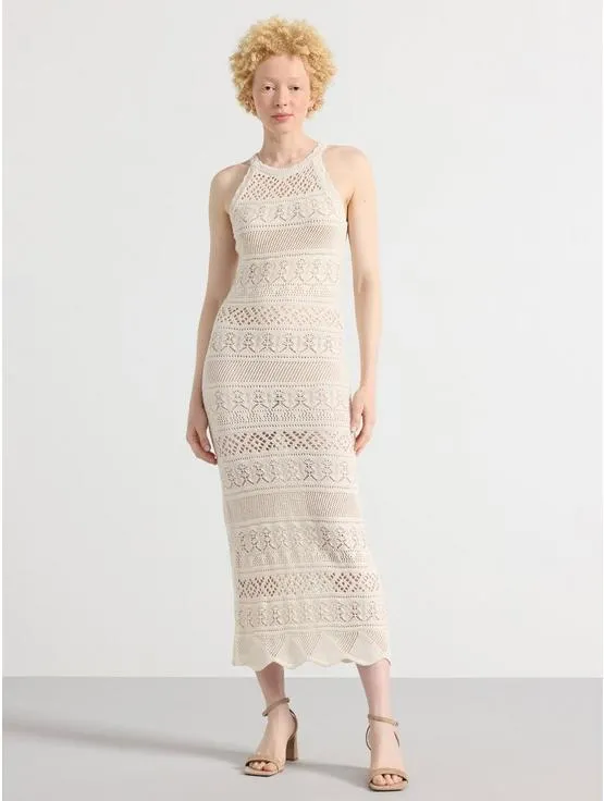 Maxikjole med heklet look