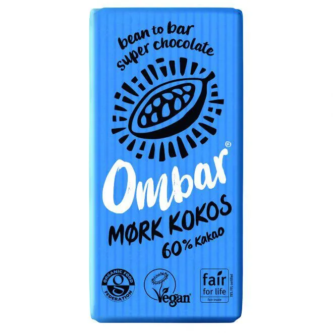 Ombar økologisk probiotisk mørk sjokolade med kokosnøtt 35 g