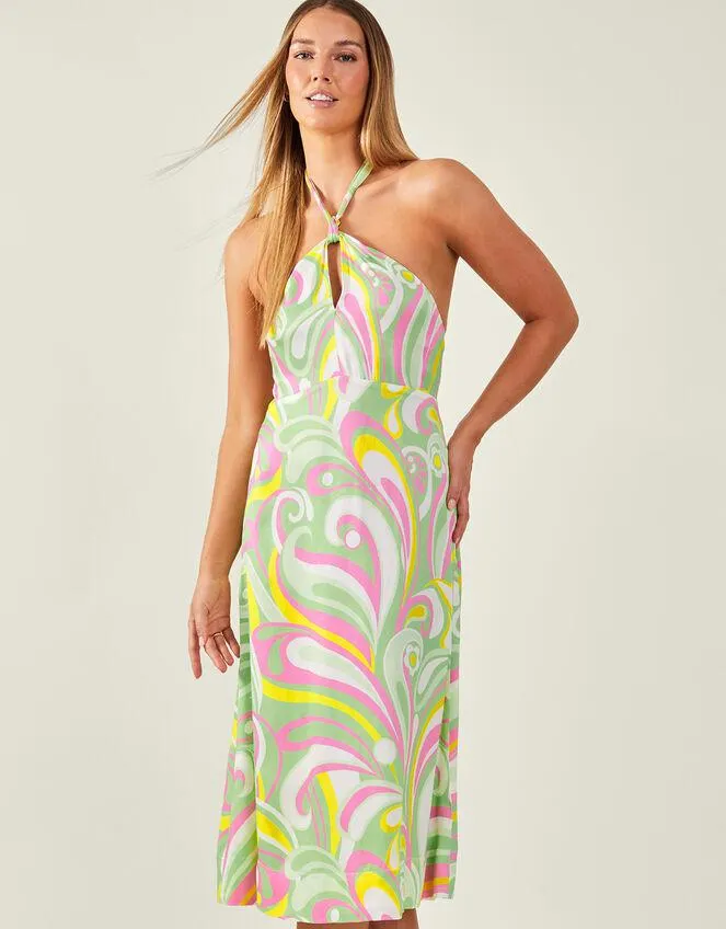 Swirl Halter Dress Multi