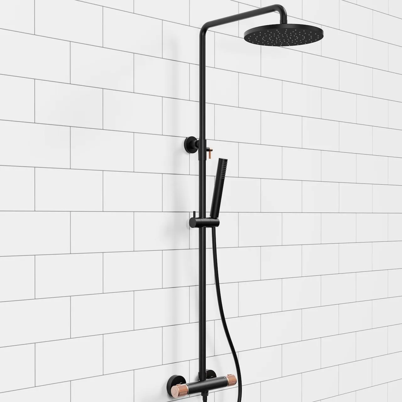 Celeste wakefield 250 dusjsett sort/kobber m/dusjtermostat