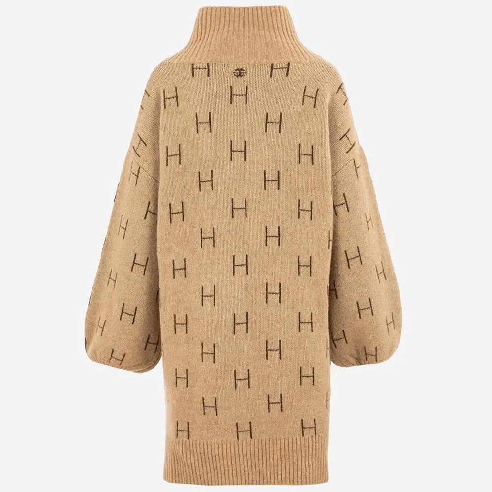 Fam Sweater Long - Beige With Brown