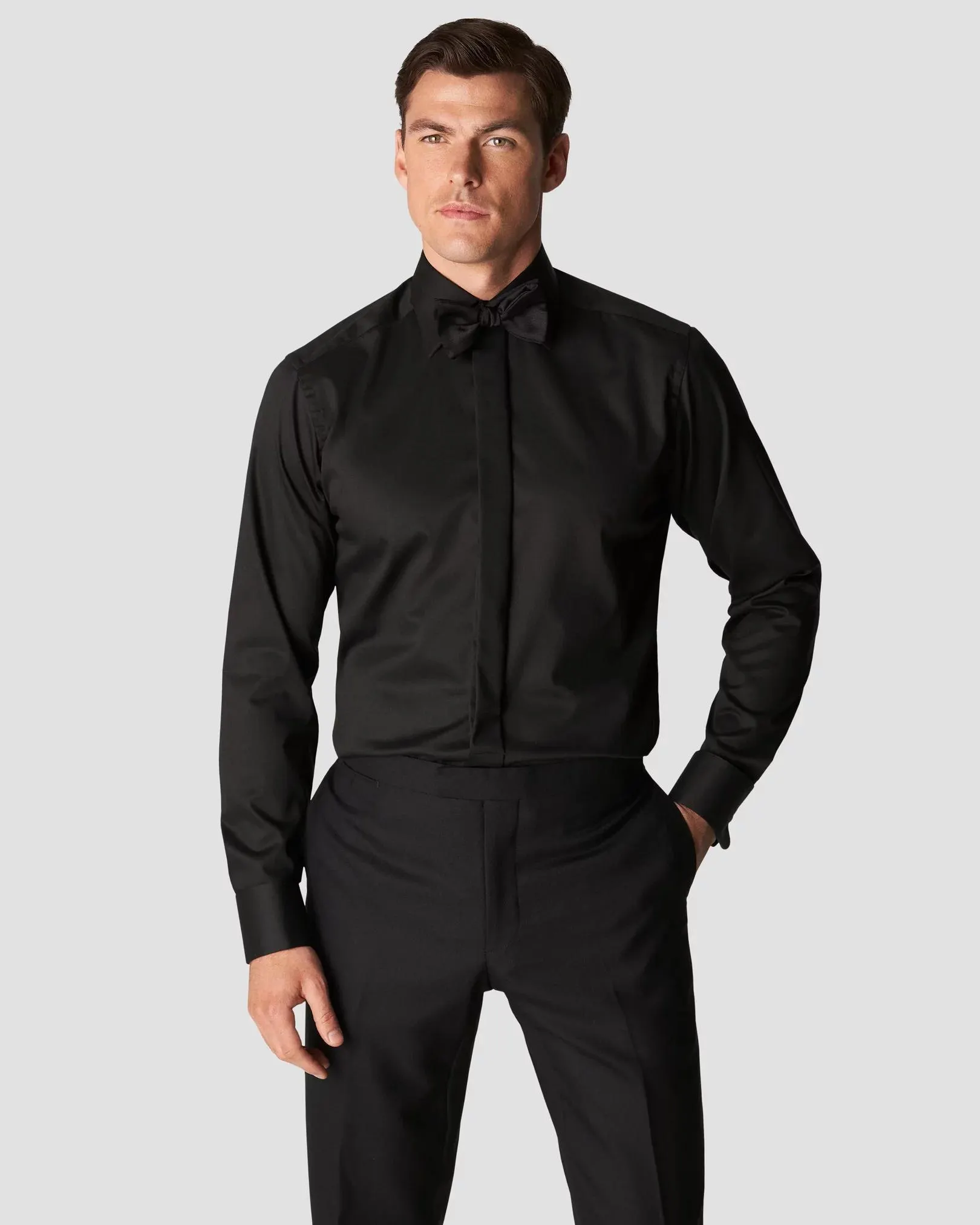 Black Tuxedo Shirt - Evening Cut Away