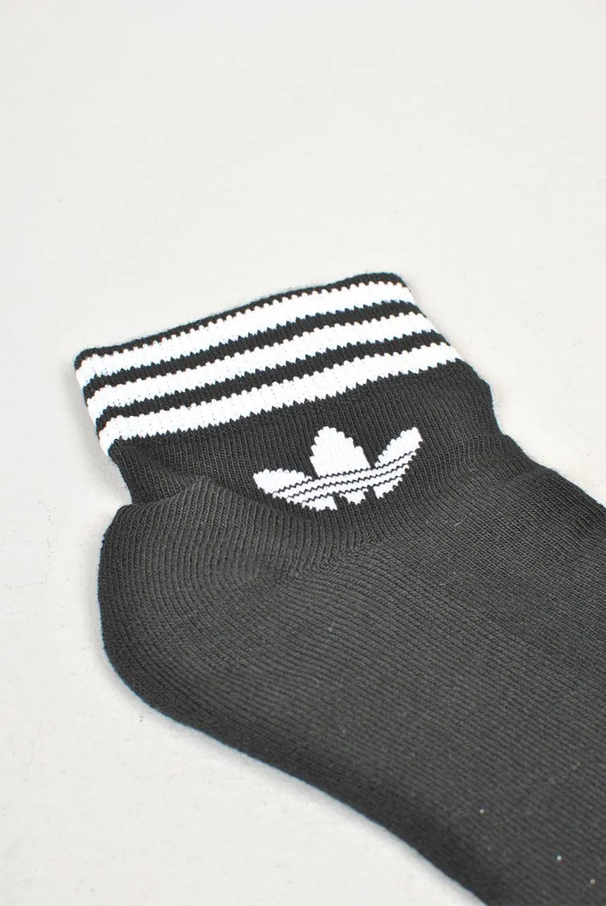 Adidas Trefoil Stripes 3-Pack Ankle Socks, Black