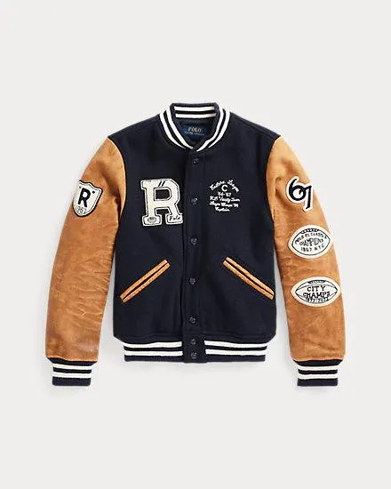 Wool-Blend Leather-Sleeve Jacket