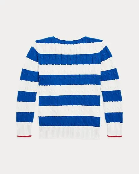 Striped Cable-Knit Cotton Jumper