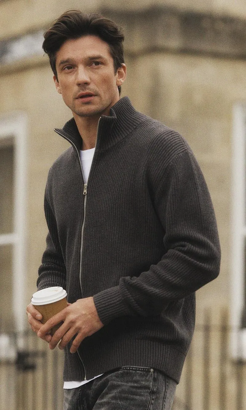 M Cotton Zip Cardigan