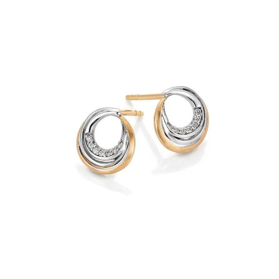 Diamantøredobber 585 Tofarget Gull 0,04 ct