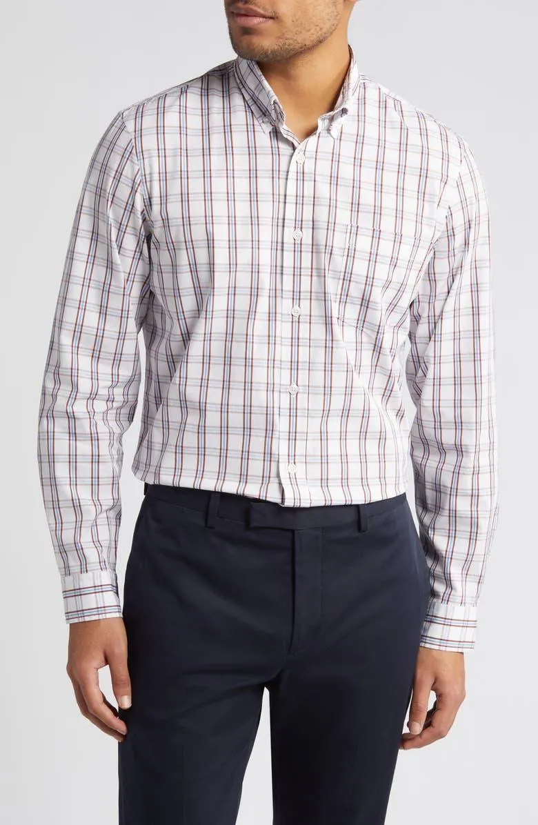 Trim Fit Check Stretch Button-Down Shirt