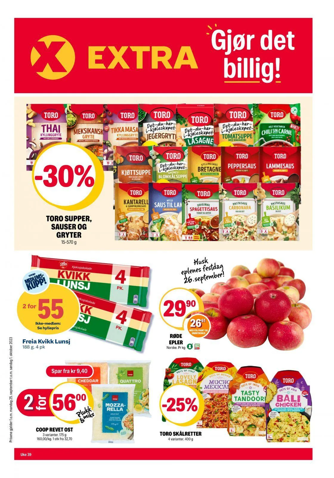 COOP Extra kundeavis til 01.10.2023 fra 30. september til 1. oktober 2023 - kundeavisside 1