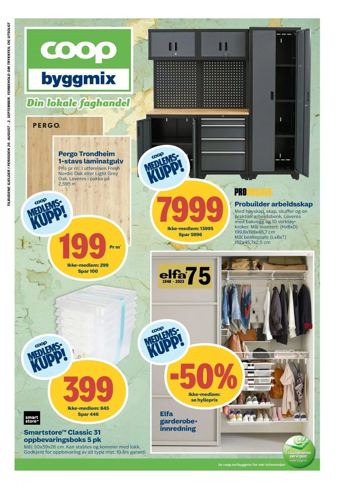 COOP Byggmix kundeavis til 03.09.2023 fra 2. september til 3. september 2023 - kundeavisside 1