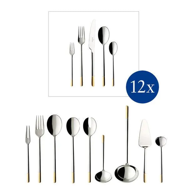 Ella partially gold-plated table cutlery, 70 pieces, for 12 people