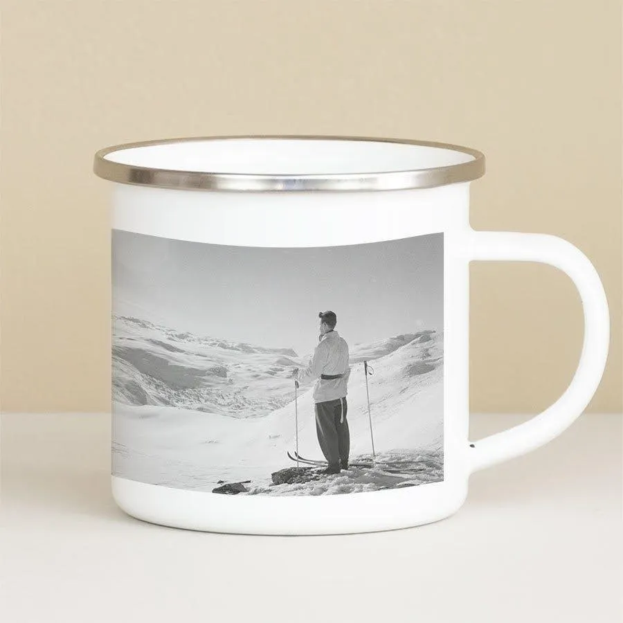 Emaljekopp med sølvkant - SNOW_SUN_FUN#1