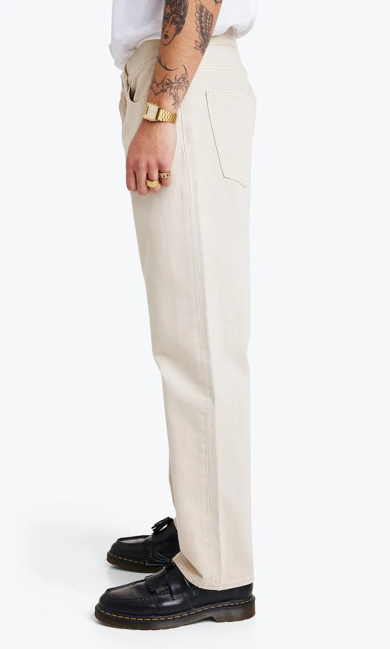 Loose Color Beige Jeans