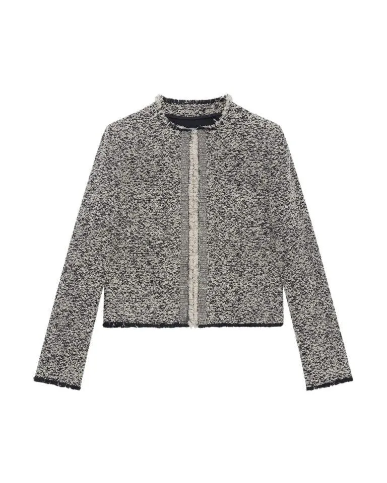 Hazela Fringed Tweed Jacket – Sort